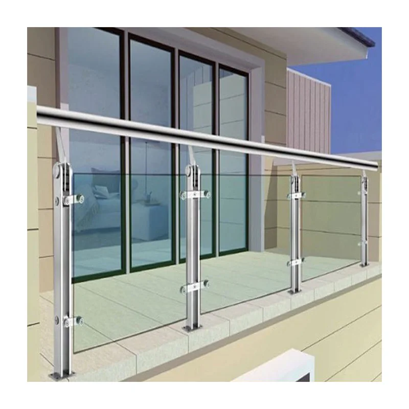 customized size tempered 10mm laminated safety glass balcony with stainless aluminum hardware glass railing balustrade fencing