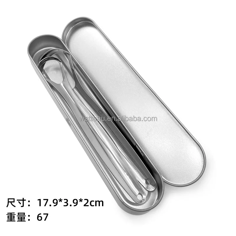 impiador de lengua Metal Tongue Scrapper Gratte Langue Custom Logo Stainless Steel Tongue Cleaner Scraper for Adults