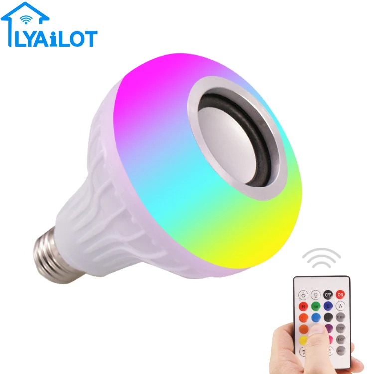 
12W E27 AC110-240V Smart RGB Speaker Music Playing led bulb with Remote Control 