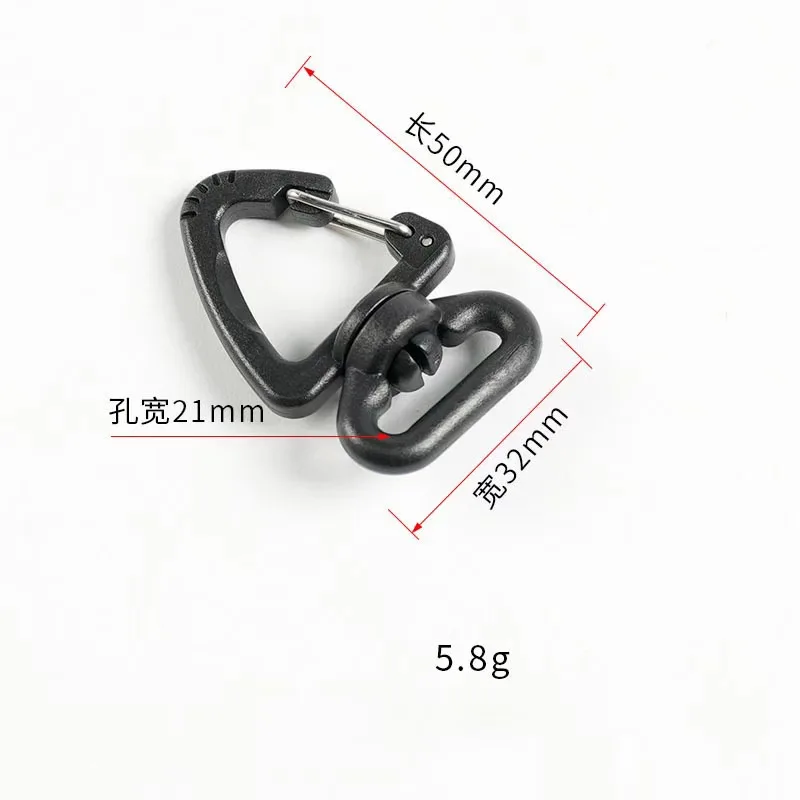 Suitable for 20mm webbing oval D-ring loop 360 degree swivel metal press trigger switch Plastic triangle spring hook buckle clip
