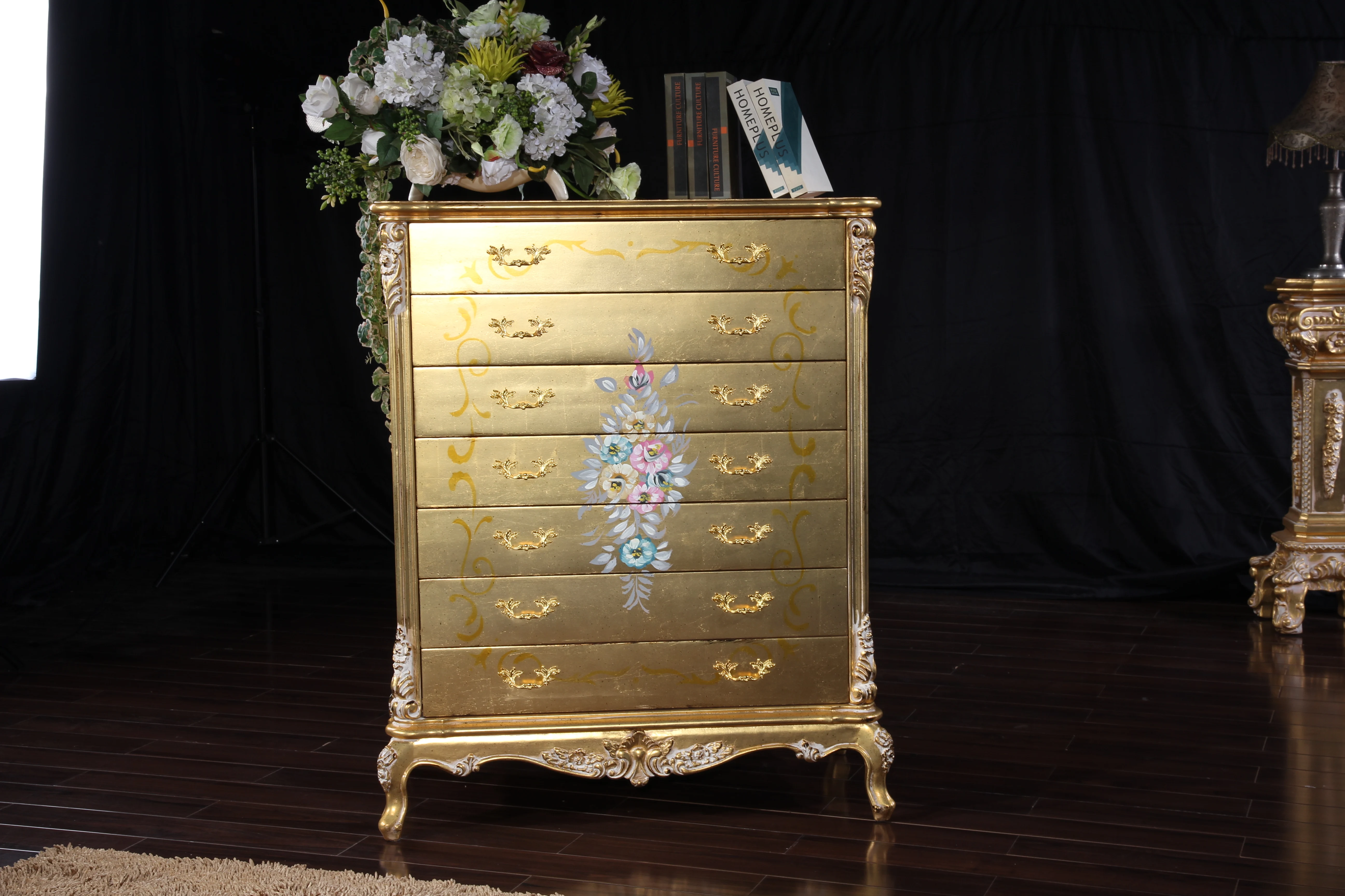 hand carved wood antique chest - home furniture chest of eight drawers