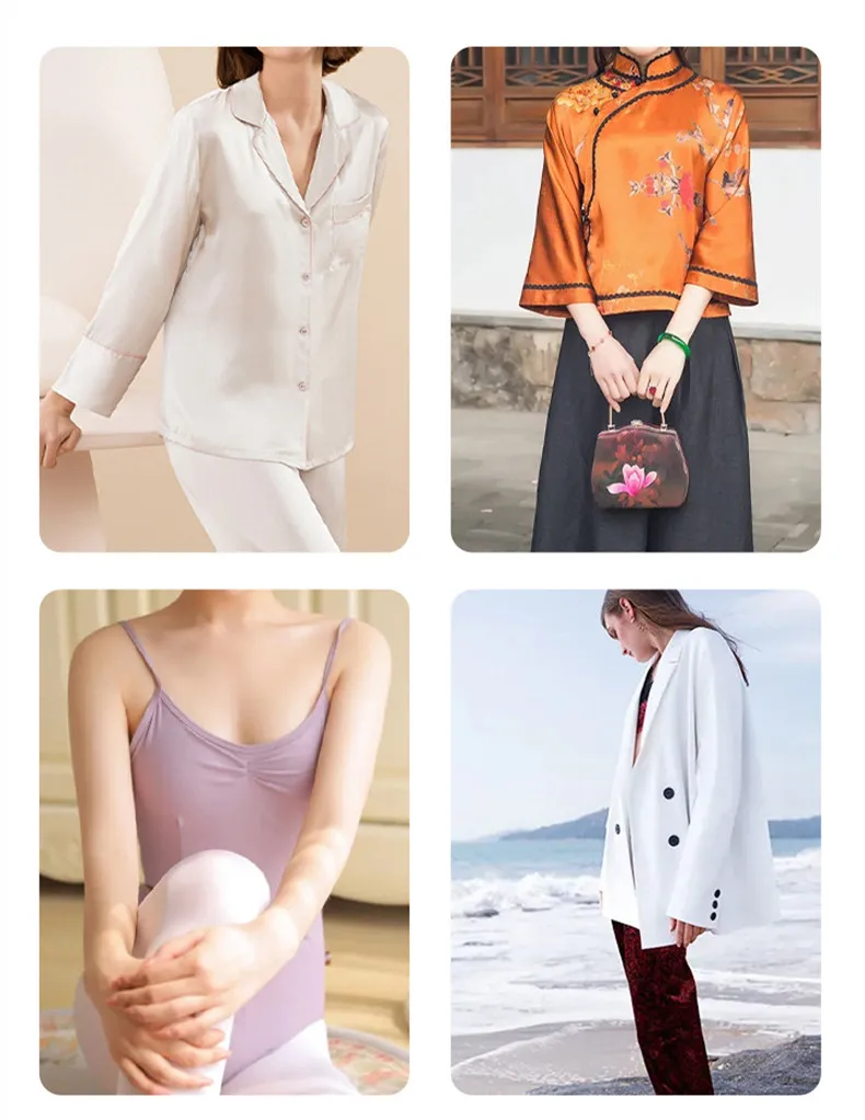 Stretch jacquard lining black and white small fragrant silk satin lining camellia soft silk lining in stock