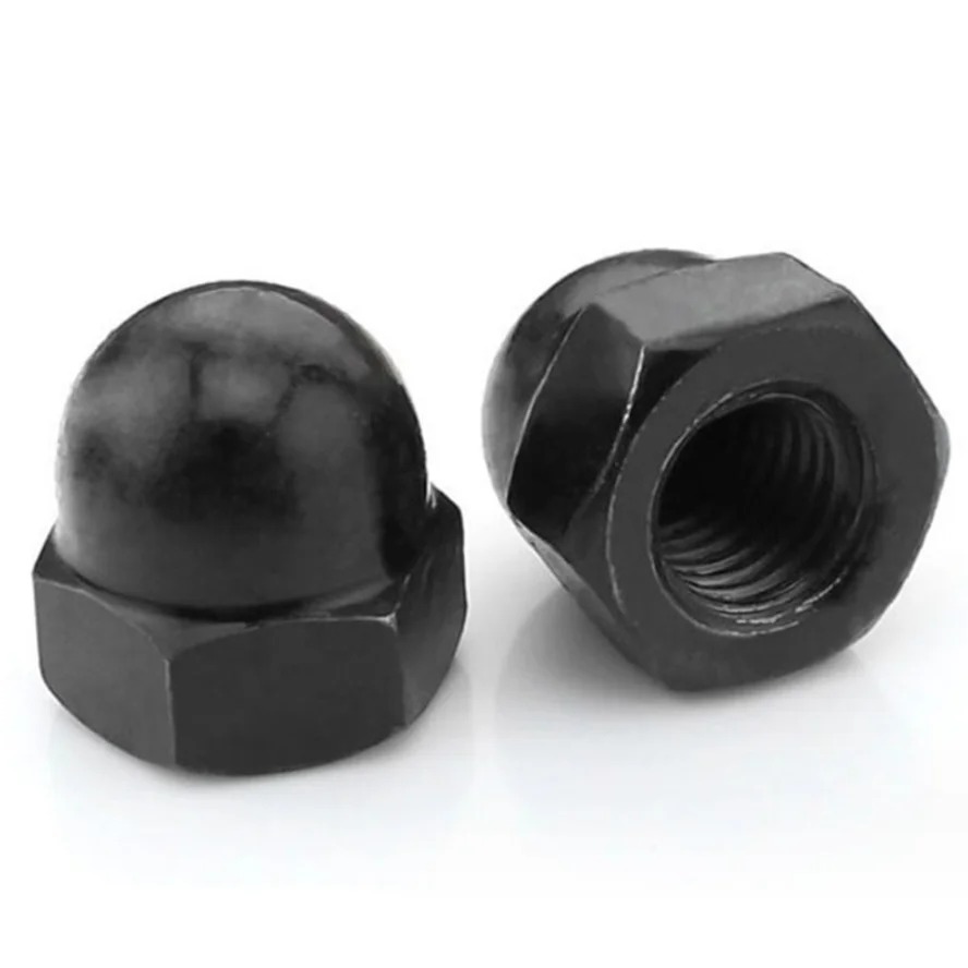 Black Steel Hexagon Acorn Nuts DIN1587  Black Oxide Coating Acorn Hexagon Nuts Round Cap Nut