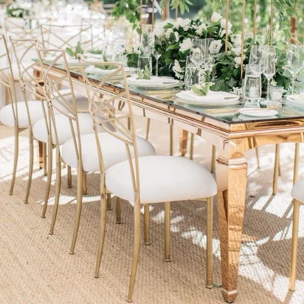 Уличная мебель Специальные современные золотые события из нержавеющей стали chiavari Свадебные обеденные стулья