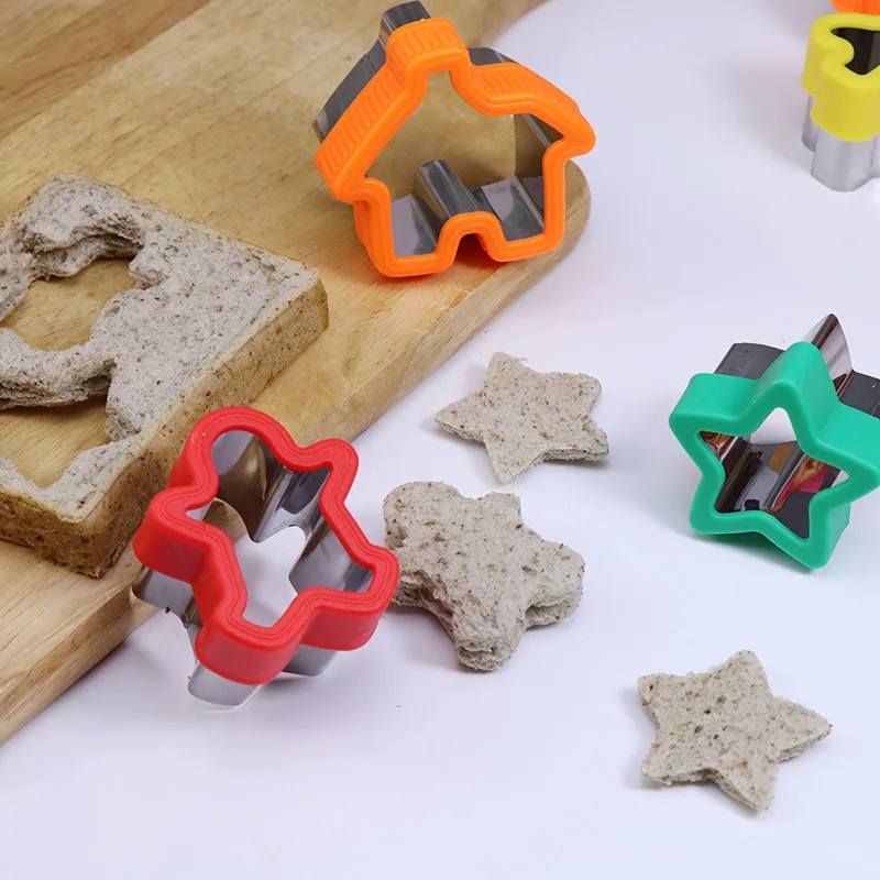Stainless Steel Christmas Tree Gingerbread Man Cookie Cutters silicone Grip Assorted Shapes Biscuit Cutting Molds