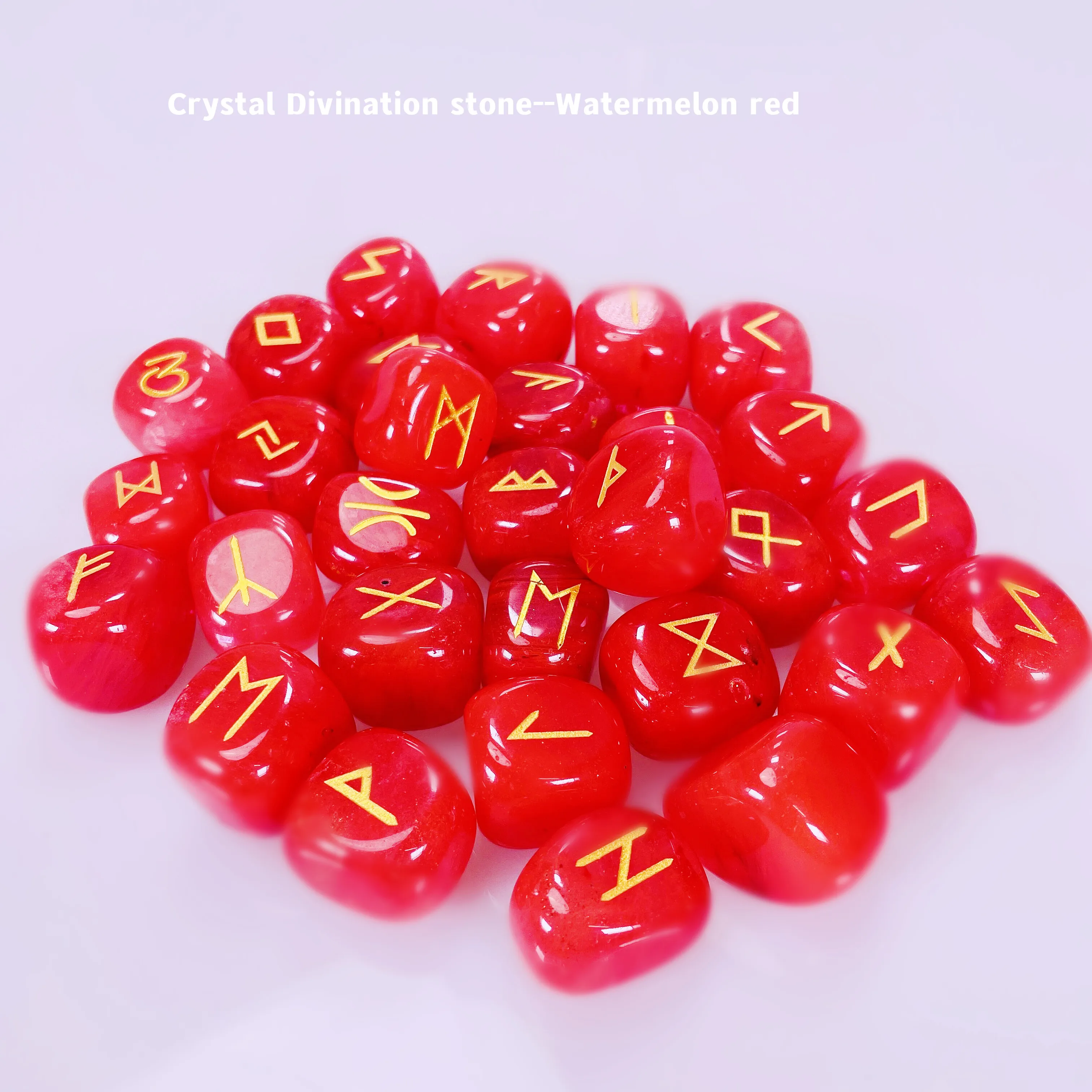 2019  top selling high quality gemstone carving  lucky chakra runes stones for wicca-Watermelon red