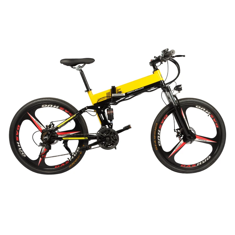 Front and rear double shock absorber air damping design folding electric bike 27KM/H 26 inch Adults Electric Hybrid Bicycle
