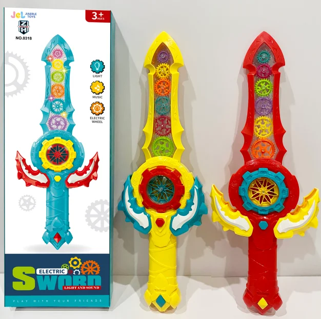 High quality and handsome lighting transparent gear axe sword toy boy puzzle gear toy plastic gear toy
