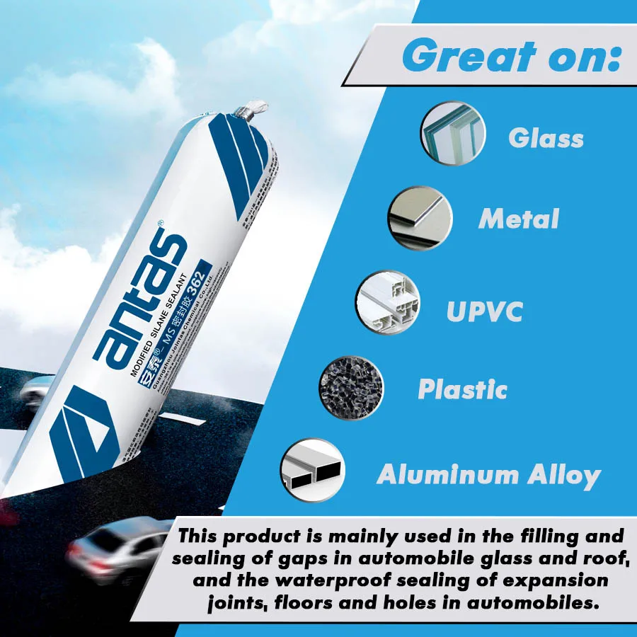 Antas-362 600Ml Gap Filling And Joint Sealing Msds Auto Car Glass Polyurethane Silicone Sealants For Abs Plastic