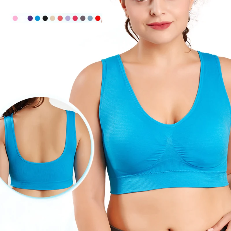Девушки бесшовный спортивный бюстгальтер Плюс Размер Красочные без косточек жилет никаких следов Йога регулировка бюстгальтер без провода бюстгальтер с эффектом пуш ап