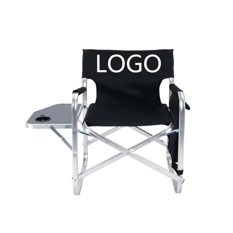 Wholesale custom folding director chair foldable portable camping chair fishing chair with table and magazine bag