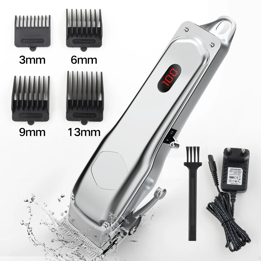 Мужской мощный беспроводной Перезаряжаемый триммер Ufree из нержавеющей стали комплект с ЖК-экраном профессиональные машинки для стрижки волос Мужская Металлическая машинка для стрижки волос