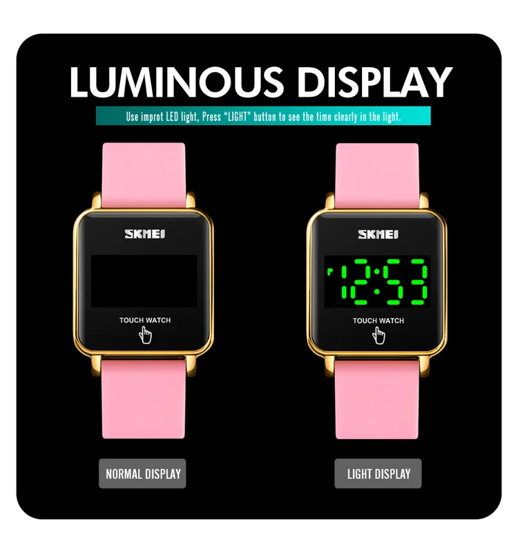 2022 SKMEI 1744 Touch Screen Led Watch Instructions Stainless Steel Men Sport Digital Led Watches