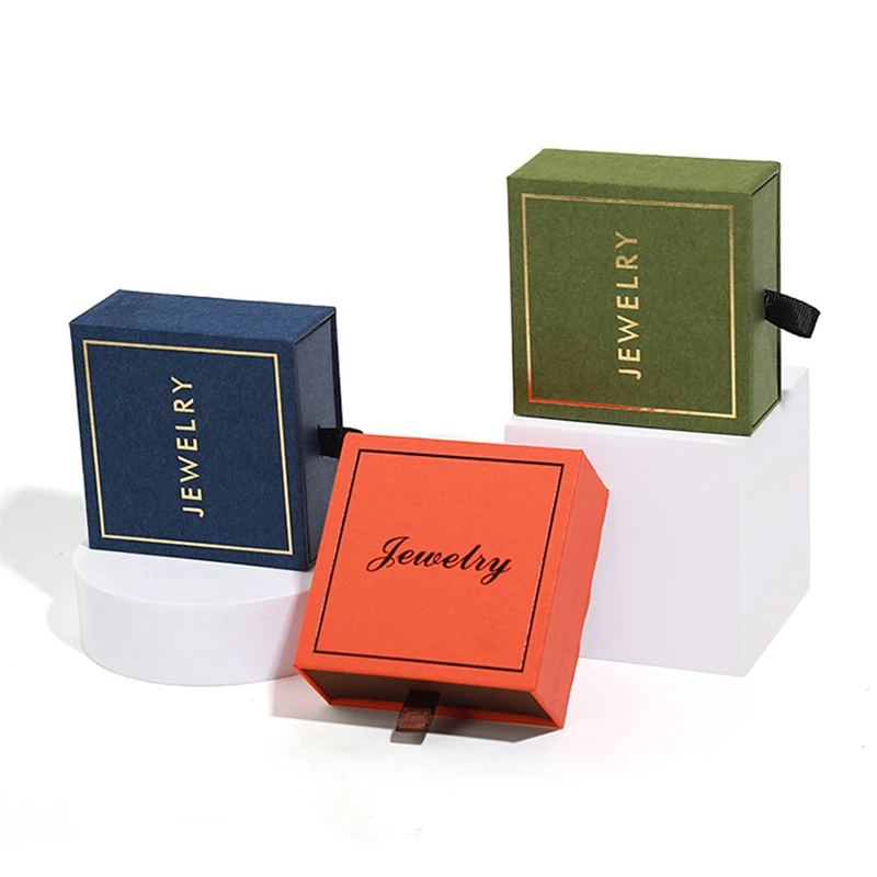 Luxury kraft paper jewelry boxes packaging for ring earring necklace bracelet cardboard gift jewellery box drawer