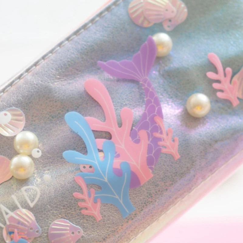 Pen Zipper Bag Pouch Holder Makeup Brush Bag  School Work Office Pencil Bag Sea Animal Mermaid Pencil Case