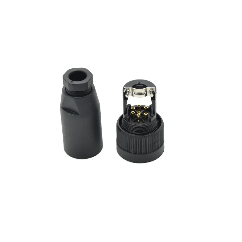IP68 waterproof welding plastic cable connector plug male female 6+PE 7 pin RD24 connector
