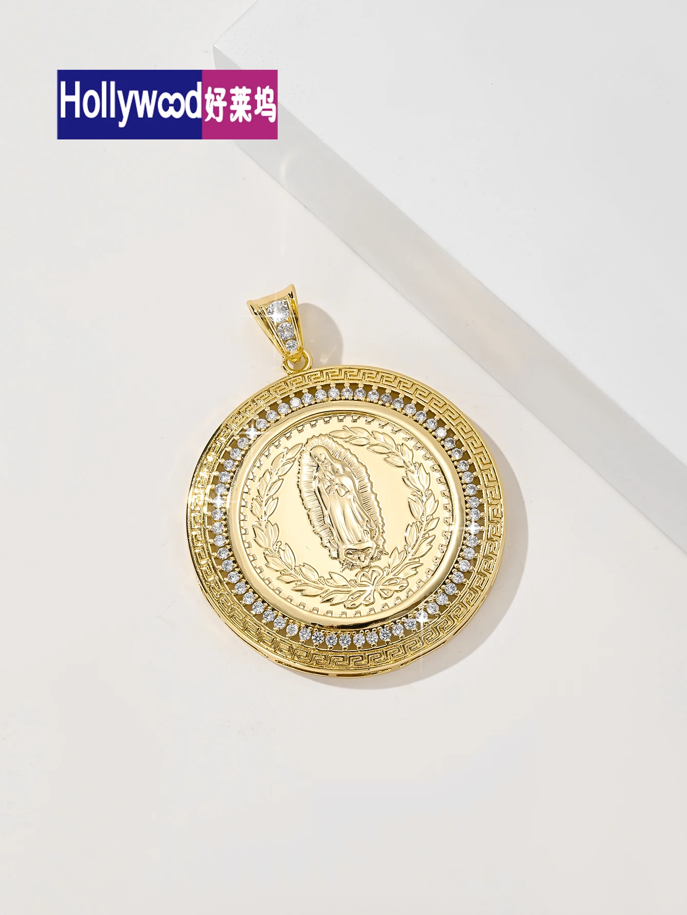 Virgin Mary Jewelry Mexico  Dollar  50 PesosGold Plated Coin Arabic Chinese 18K Gold Zircon Ace Plated Turkey Coin  For Men
