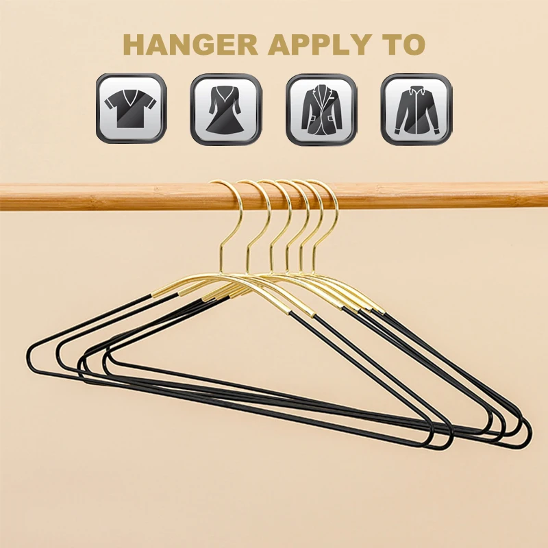 LINDON Heavy Duty Non Slip Vinyl Coated Gold Space Saving Metal Clothes Hangers
