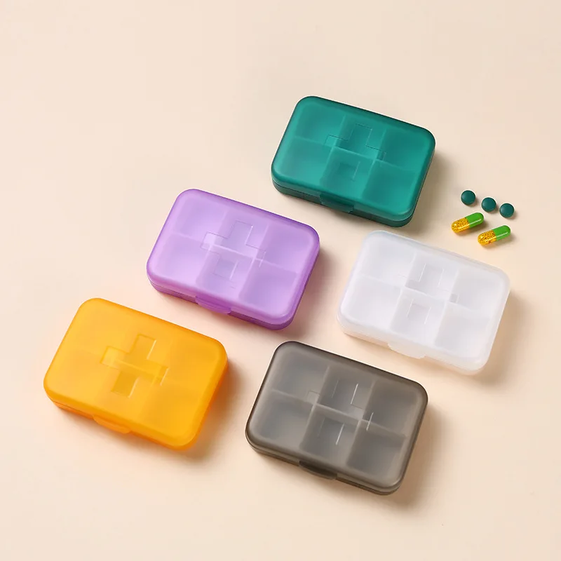 Custom Square 6 Compartments pill organizer weekly pill box plastic tablet box Travel pill case medicine box Household Products