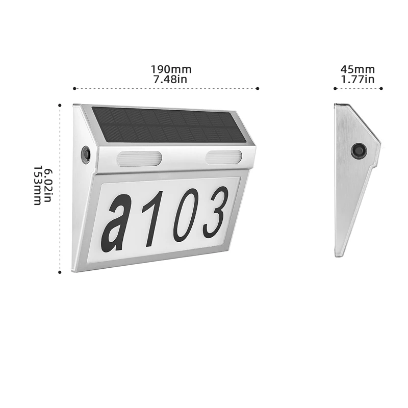 Waterproof Solar House Numbers Door Modern Address Signs Light for Houses Solar Powered House Sign LED for Yard