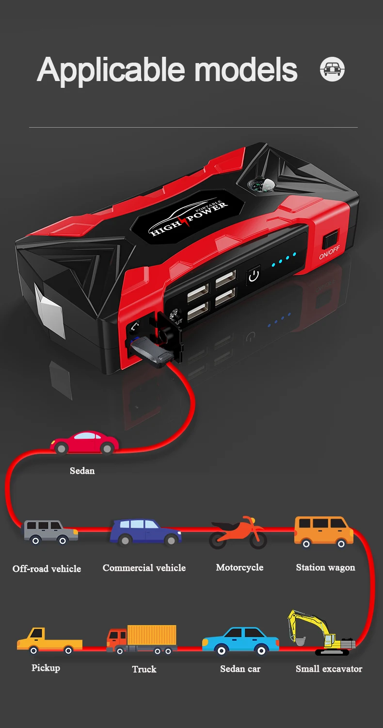 99800mAh 1000A Mini Car Jump Starter With 12V Lithium Battery Power Bank Jump Pack With Air Compressor Booster Charger For Car