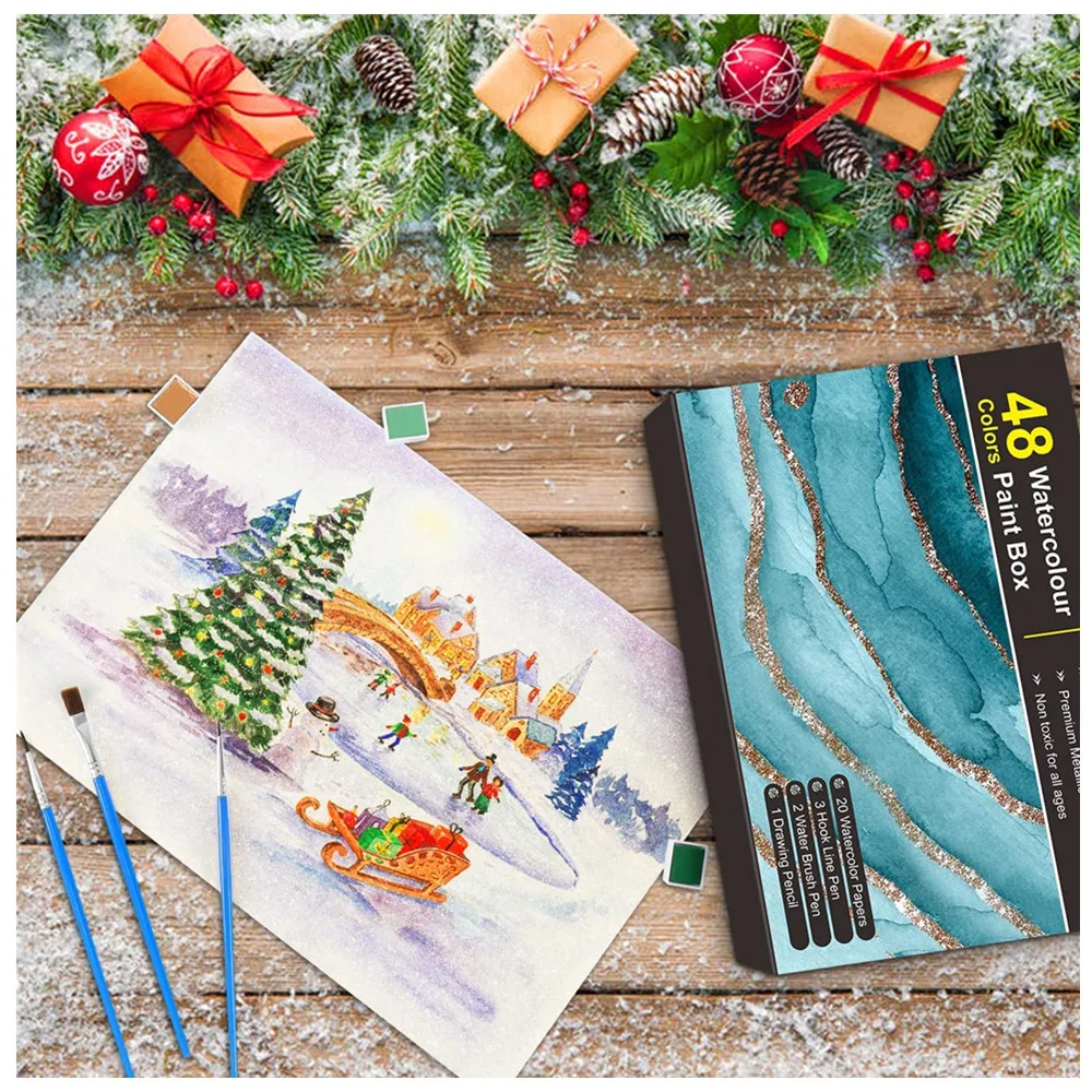 Набор ярких акварельных красок, 24 цвета, 48 цветов