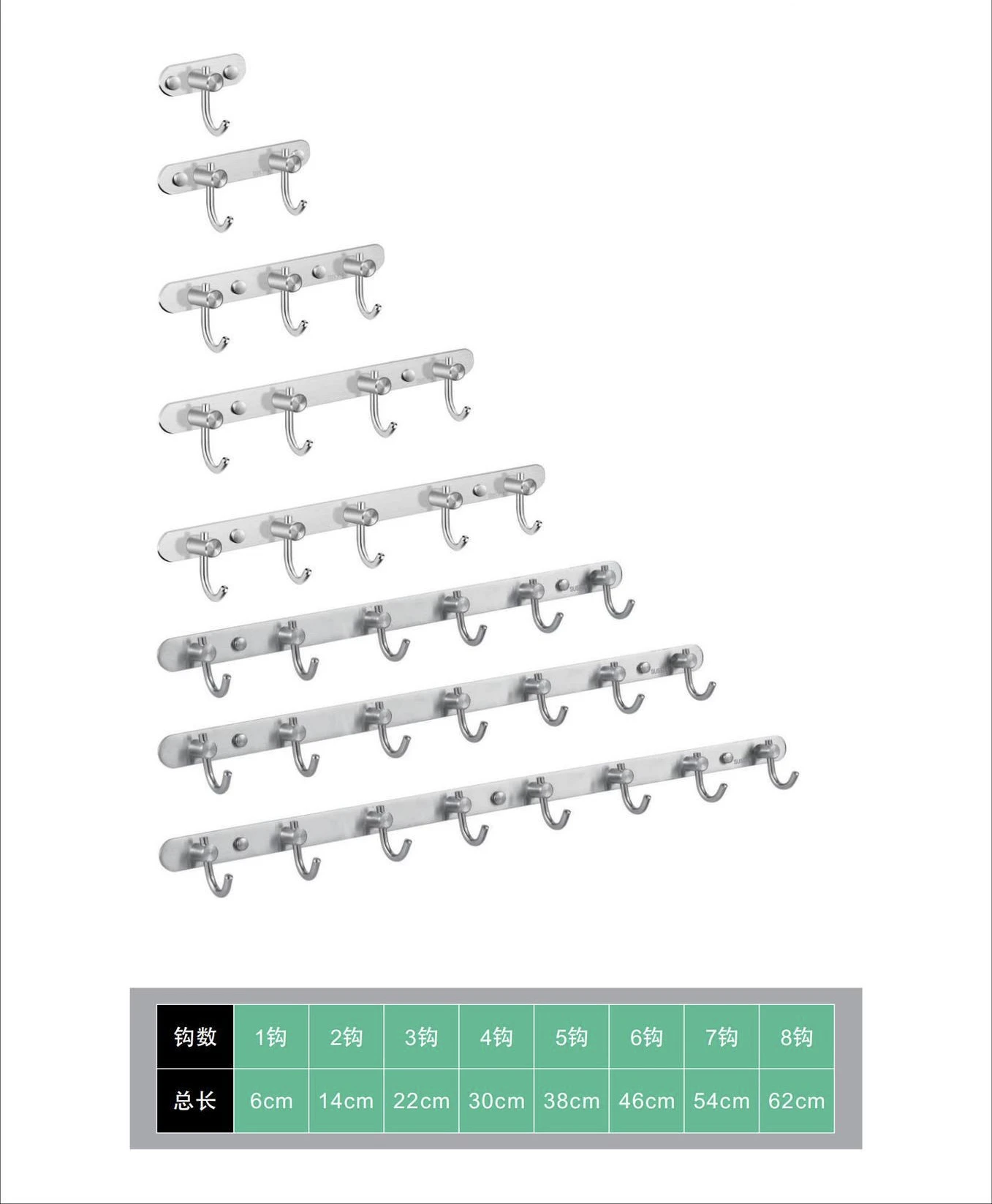 High Quality 304 Stainless Steel Customizable Wall Robe Clothes Hanger Hooks Metal Clothes Rack Wall Mounted Hook