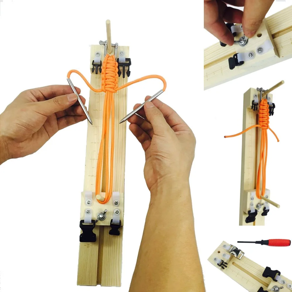 Paracord Jig Bracelet Maker Wooden Frame-Paracord  Brainding Weaving Craft Tool Kit,