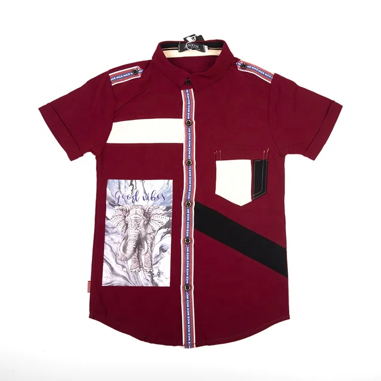 
Summer Breathable Soft Elastic Force Latest Shirt Designs Boys Graphic Shirt 