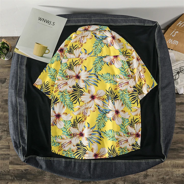 Wholesale Oversized Polyester Shirts Beach Shirt Men Comfortable Hawaiian Shirt