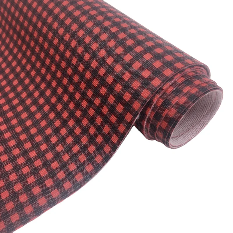 Wholesale Tartan Grid PVC Leather Fabric