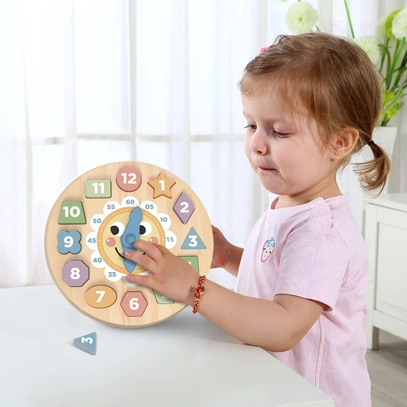 New Wooden Clock Puzzle Learning Gift Set Toys For Kids