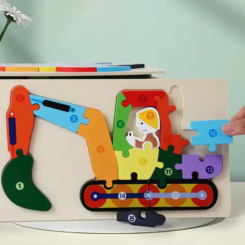 Montessori Children 3D Cartoon Dinosaur Animal Jigsaw Puzzles Board Games Toy Baby Educational Learning Toys For Kids Boys Girls