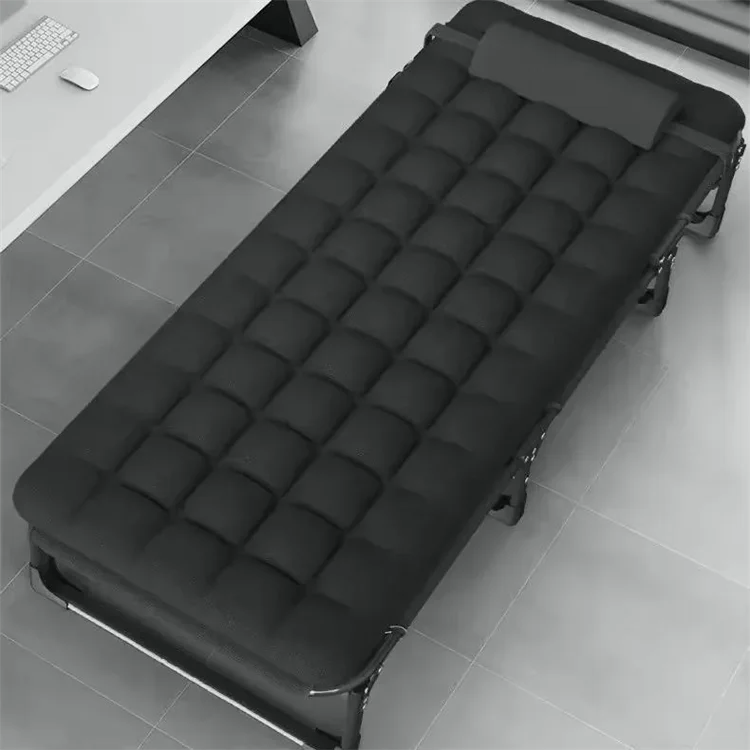 Portable Multifunctional Metal Single Bed with Soft Mattress for Home Bedroom Dining Kitchen Use