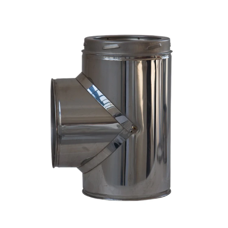 Wholesale 90/ 135 Degree Exhaust TEE Double Wall Flexible  304 Stainless Chimney Pipe