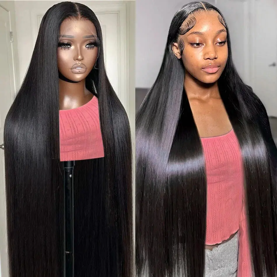 40 50 Inch Bone Straight Human Hair Lace Front Wigs Cuticle Aligned Hd Lace Frontal Wig Vietnamese Raw Hair Wigs For Black Women