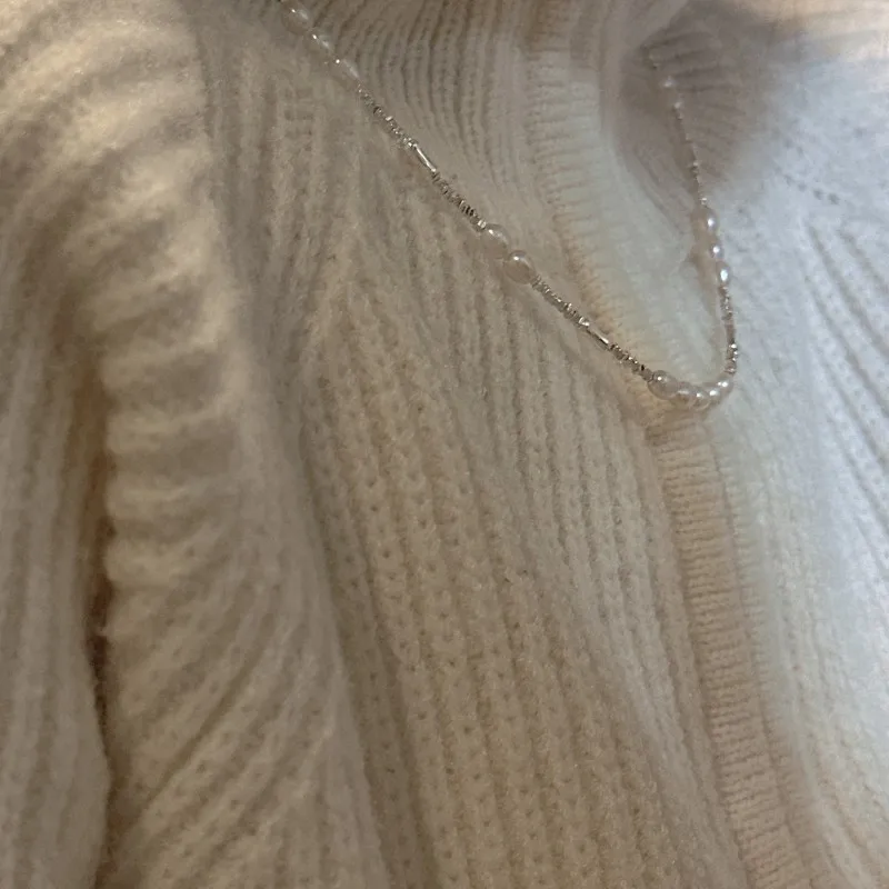 Fashion Korean Design 925 Sterling Silver Break Silver Beads Freshwater Pearl Beaded Necklace For Women