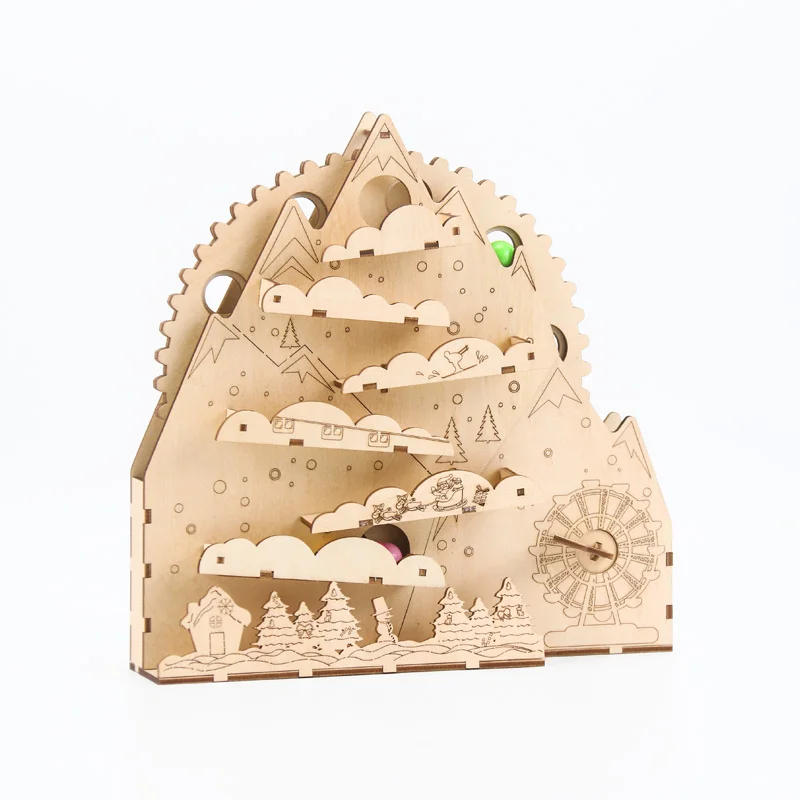 Creative Mechanical Gear Running Track 3D Wooden DIY Puzzles plywood educational  toy wood montessori toys for kids