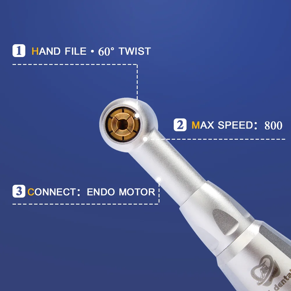 AI-H16 Dental Contra Angle Handpiece Spare Parts 16:1 Reduction Endo Head 60 Twist Hand Files for Endodontic Treatment