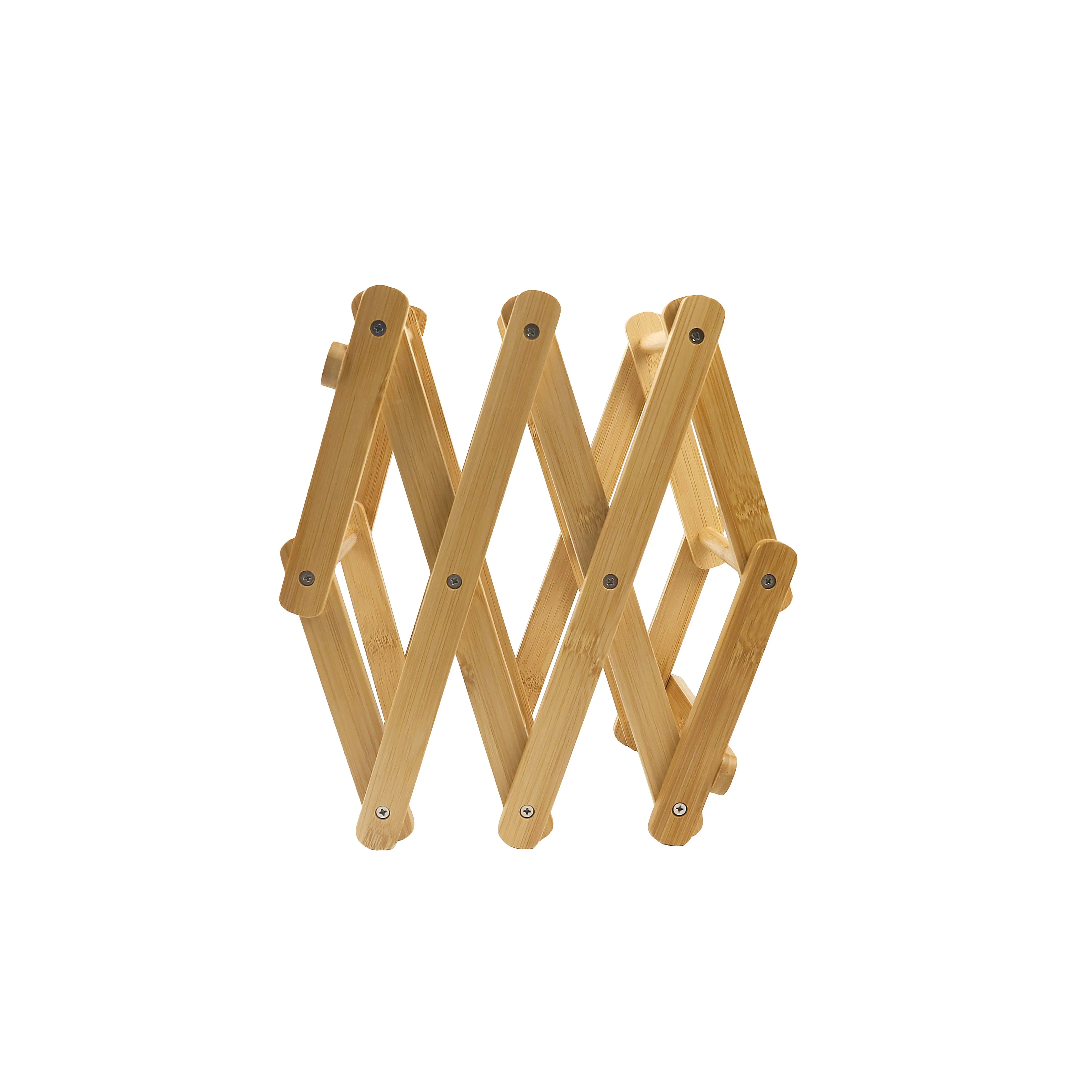 Free Standing Bamboo Foldable Kitchen Wine Bottles Rack Holder Storage