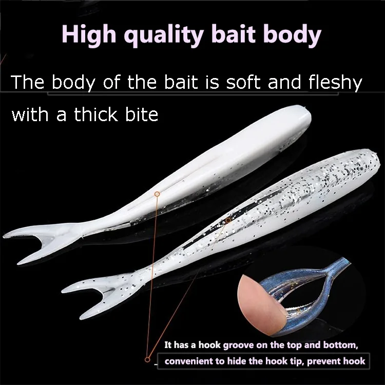 LUTAC 2g 75mm Fork Tail Slow Sinking Soft Fishing Lure 6 Colors Glow Bait For Fishing