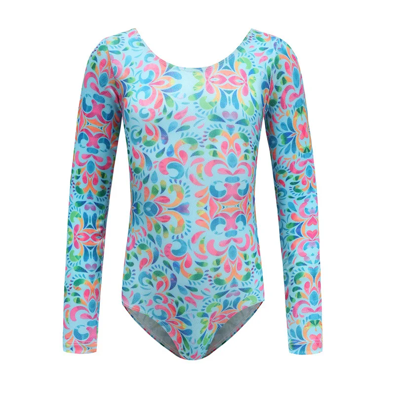 yqw685 Girls Rhythmic Gymnastics Embroidery Leotards Long Sleeve Competition Performance Rhinestone Dance Leotards