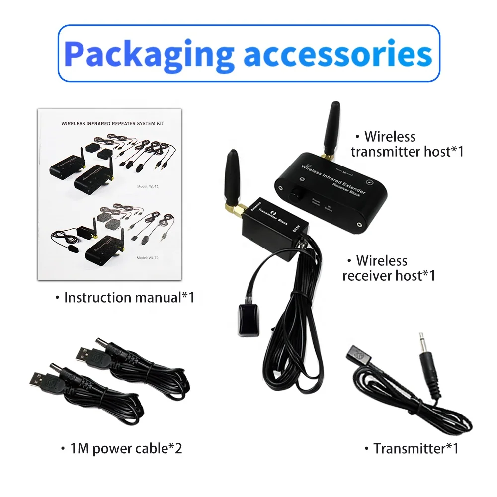 Wireless Extender Kit Repeater System Kit IR 36 to 56kHz Dual Eye IR Emitter  WL-E2