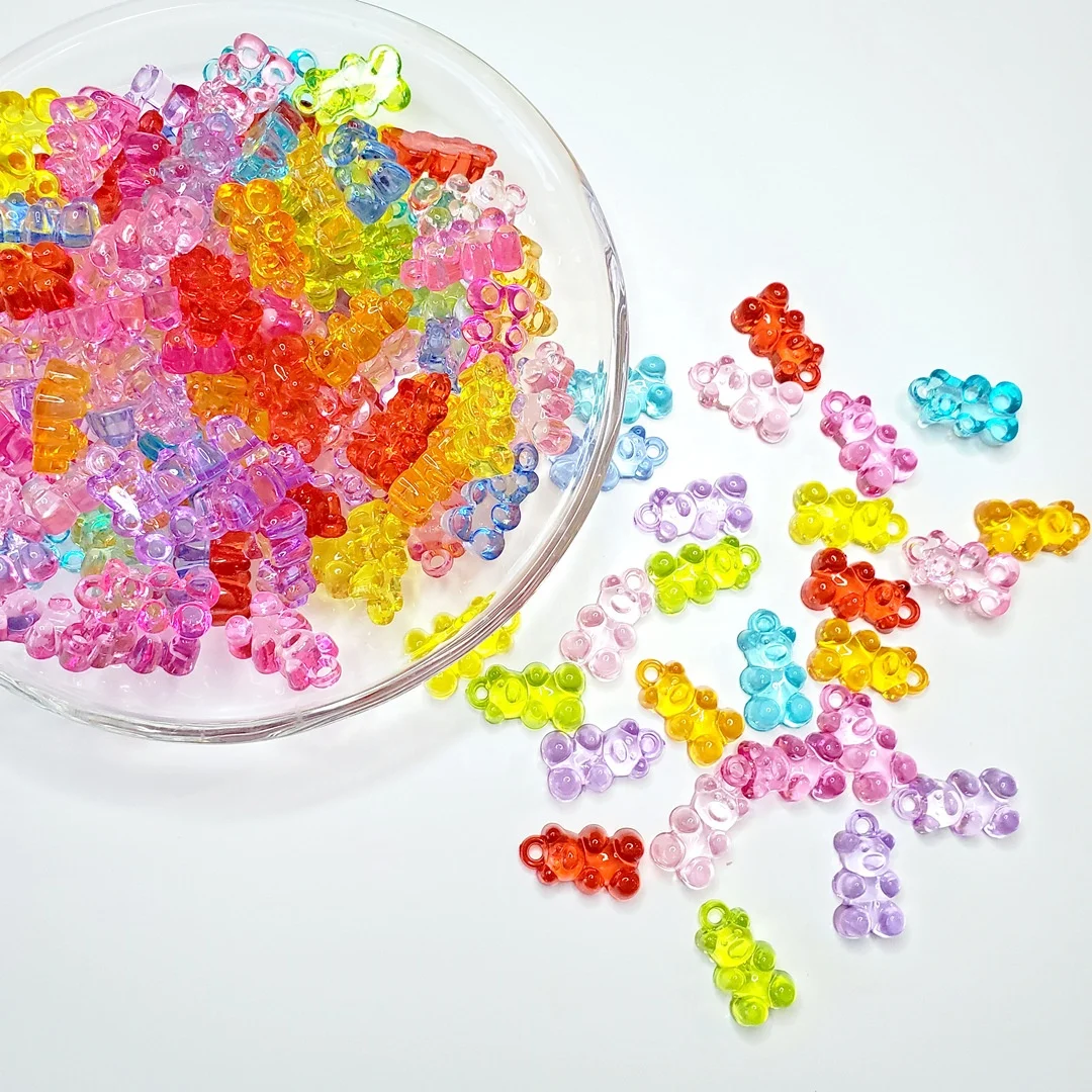 100pcs/bag Wholesale Transparent Clear Bear 11*20mm Acrylic Plastic Beads for DIY Craft Decoration