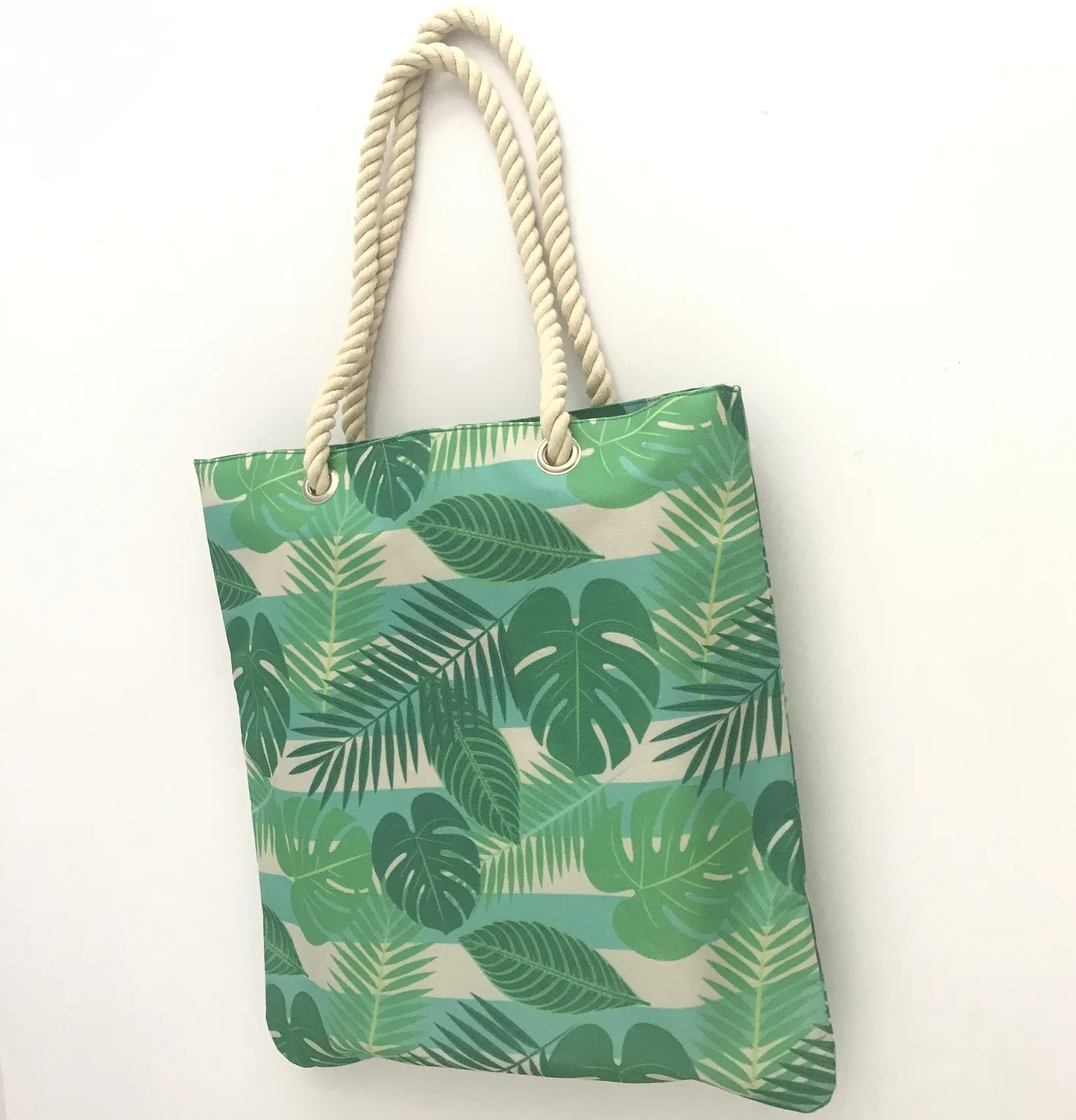 Cotton Handle Custom Cheap 600 Denier Polyester Tote Bag With Zipper