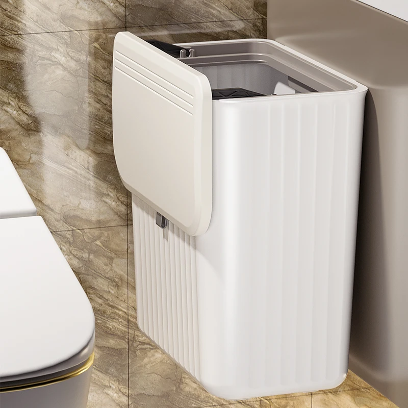 Wannuo Cheap and Fine Simple Human Trash Bin Large Capacity Plastic Wall-Mounted Trash Can With Sliding Lid