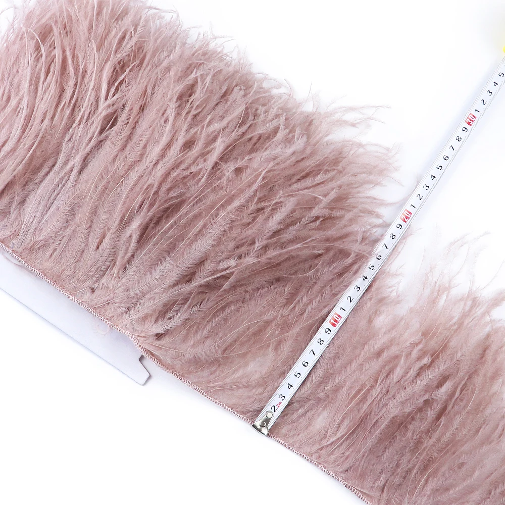 1  Ply Natural Ostrich Feathers Trim Fringe 15-18cm Ostrich feather Trimming Ribbon for Party Dress Decorative plume