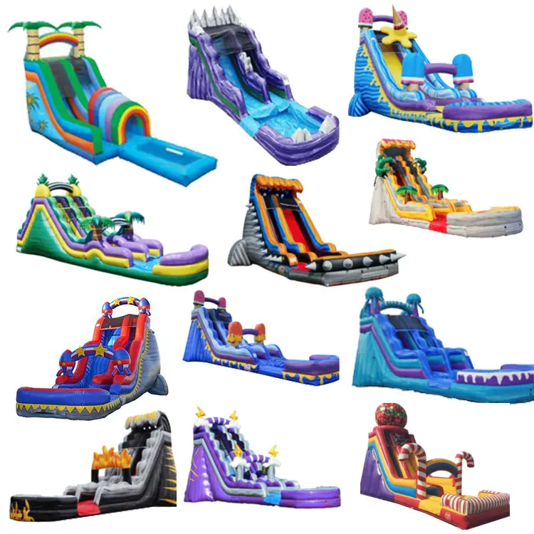 Commercial Pvc Air Trampoline Castle Water Slides Inflatable Water Slide with Pool