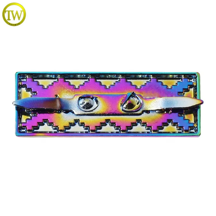 Rainbow Plated Bag Hardware Making Zinc Alloy Rectangle Letter Private Tags Emblem for Luggage