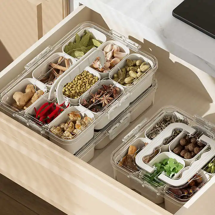 9 Grids Spice Jars Set Cheap and Fine Portable PET Seasoning Jar Set Plastic Food Container Spice Jar